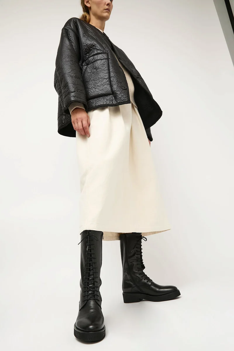 No.6 Lace Up Crepe Sole Boot in Nero