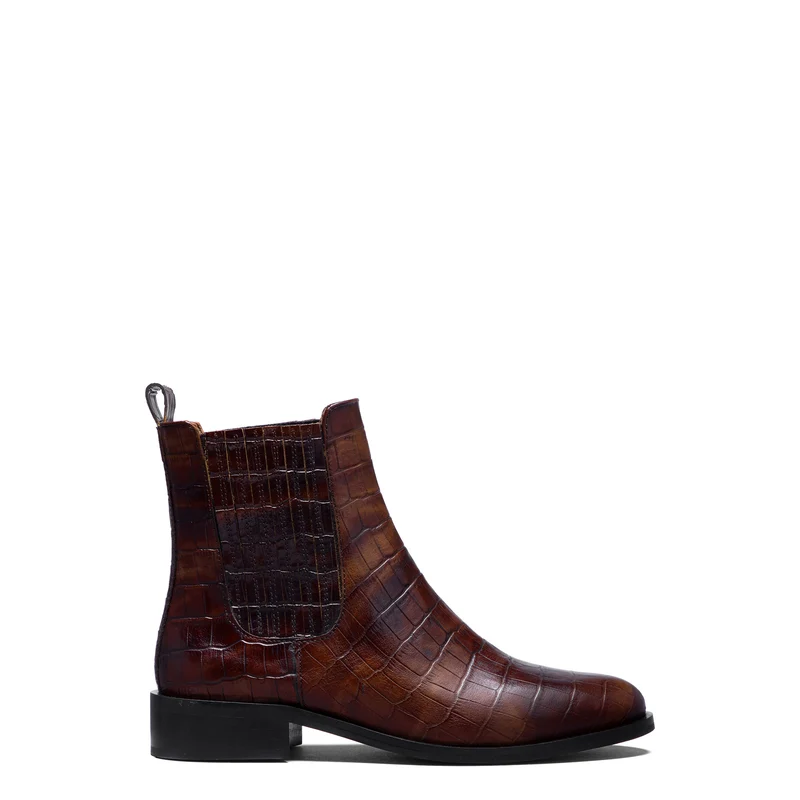 Vendôme Chey Croco Brown Calfskin Leather Chelsea Boots