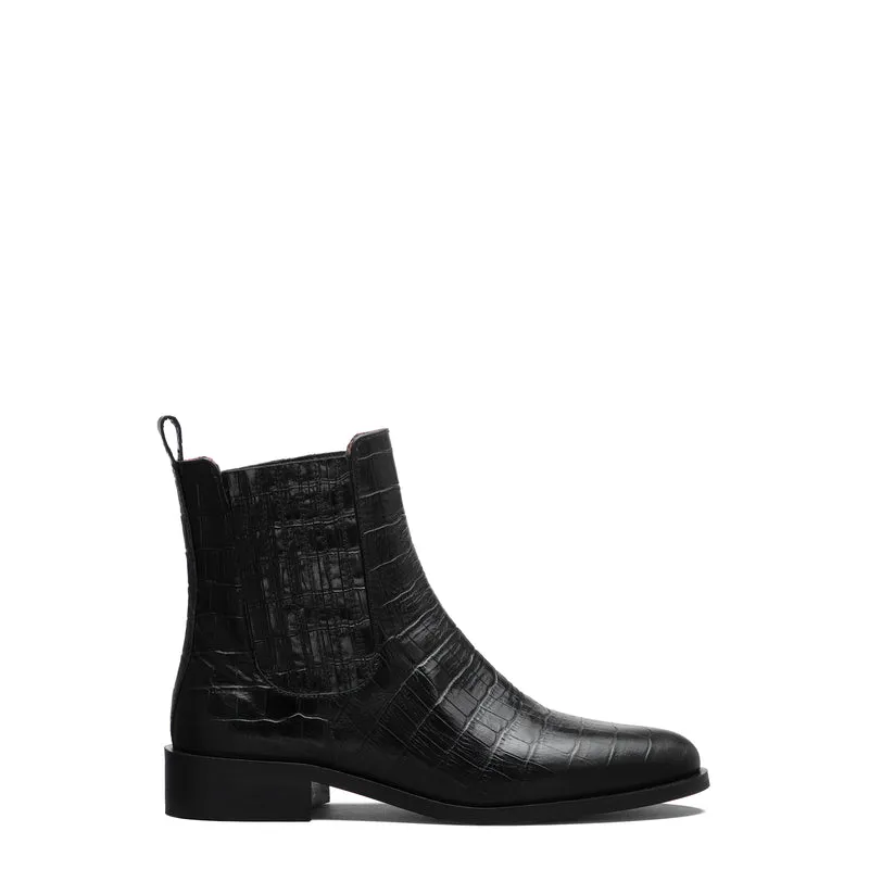 Vendôme Chey Croco Black Calfskin Leather Chelsea Boots