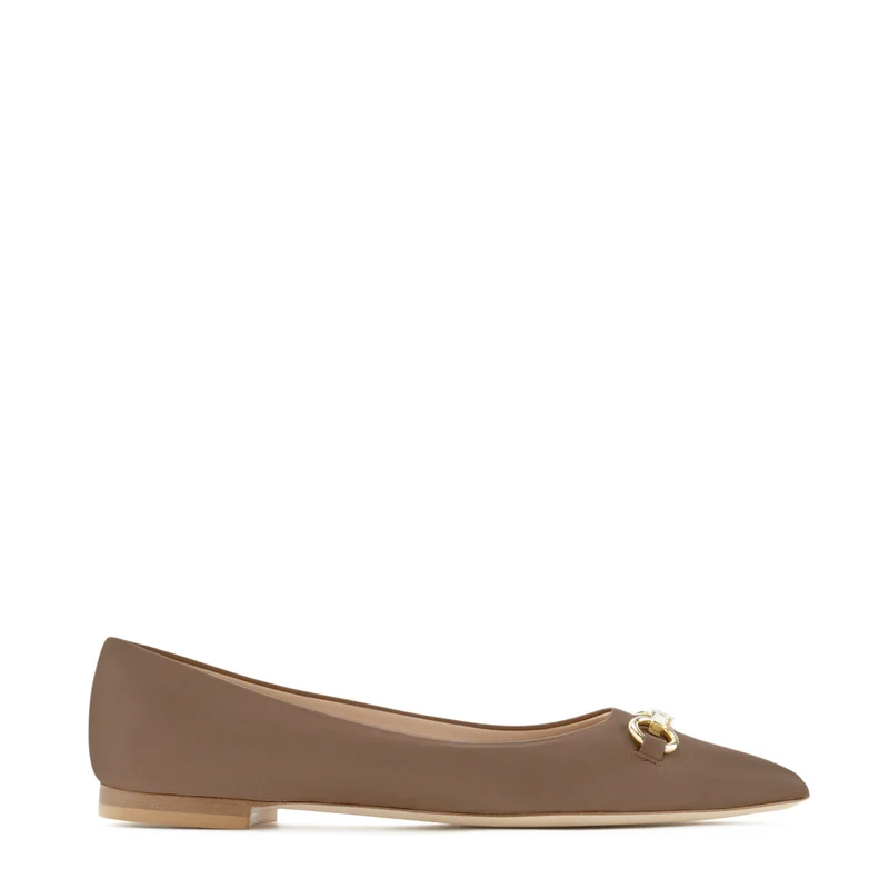 Vendôme Elita taupe calfskin leather ballerinas