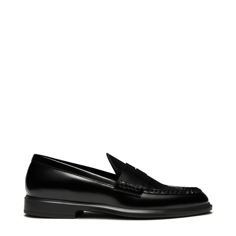 Vendôme Blandine black spazzolato leather loafers