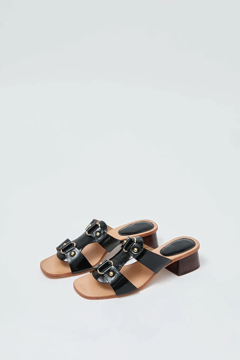 No.6 Beau Sandal in Black Patent