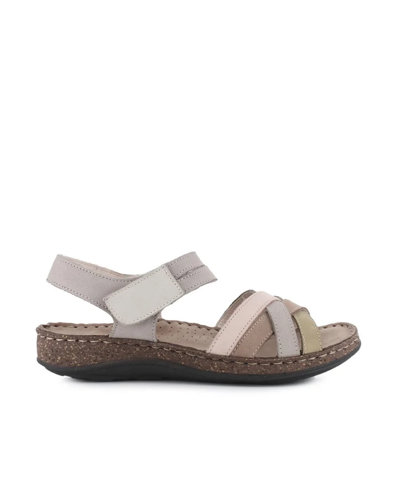 Sandalias de Piel Elena Hernández 3861 43170 Multicolor Beige Mujer