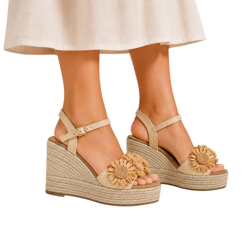 MUJER SANDALIA CUÑA VALERIA BEIGE
