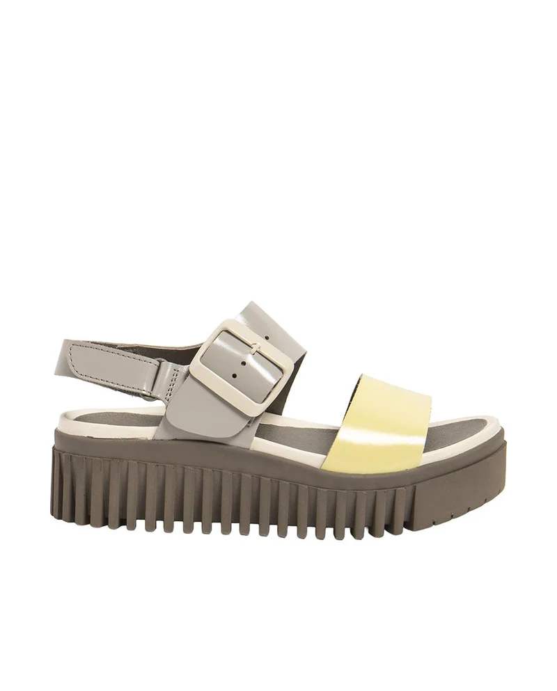 Sandalias de Piel ART III 1578 Amarillo con gris Mujer