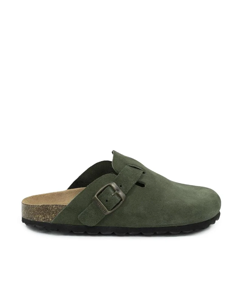 Zuecos Autenti de Hombre en Piel de Serraje Verde - Modelo 355