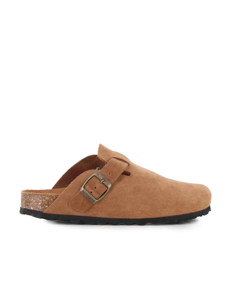 Zuecos Autenti de Mujer en Piel de Serraje Camel - Modelo 355
