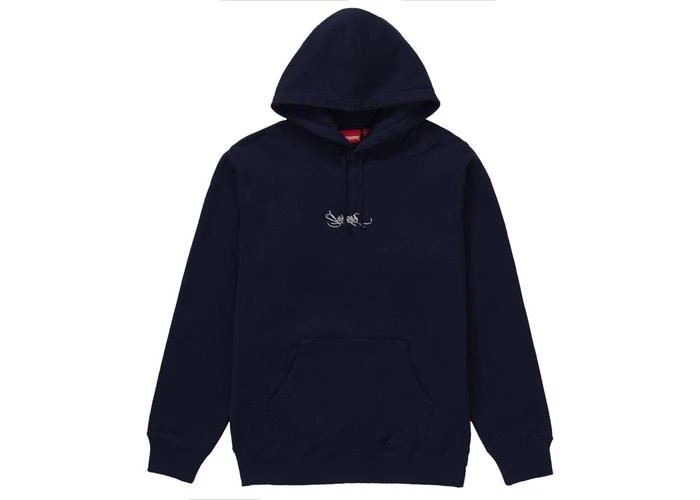 SUPREME - TAG LOGO HOODED SWEATSHIRT (NAVY)