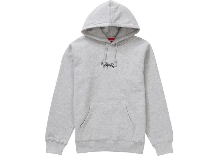 SUPREME - TAG LOGO HOODED SWEATSHIRT (GREY)