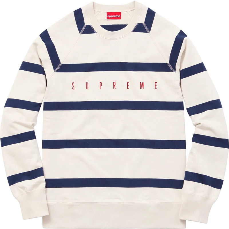 SUPREME - STRIPED RAGLAN CREWNECK (NATURAL)