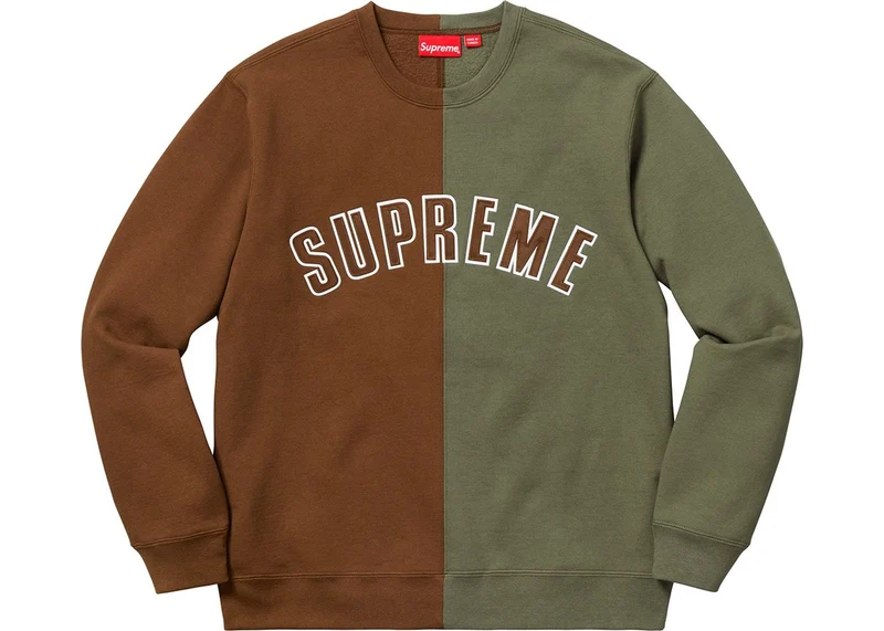 SUPREME - SPLIT CREWNECK SWEATSHIRT (BROWN)