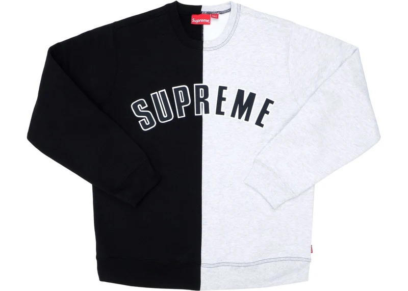 SUPREME - SPLIT CREWNECK SWEATSHIRT (BLACK) (USED)