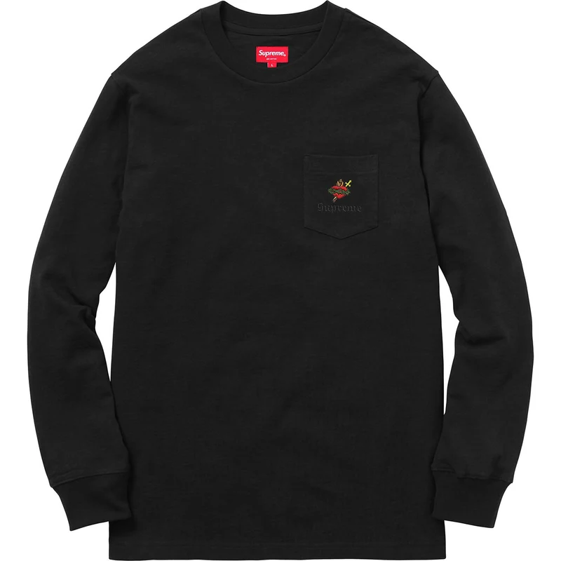 SUPREME - SACRED HEART L/S POCKET TEE (BLACK)
