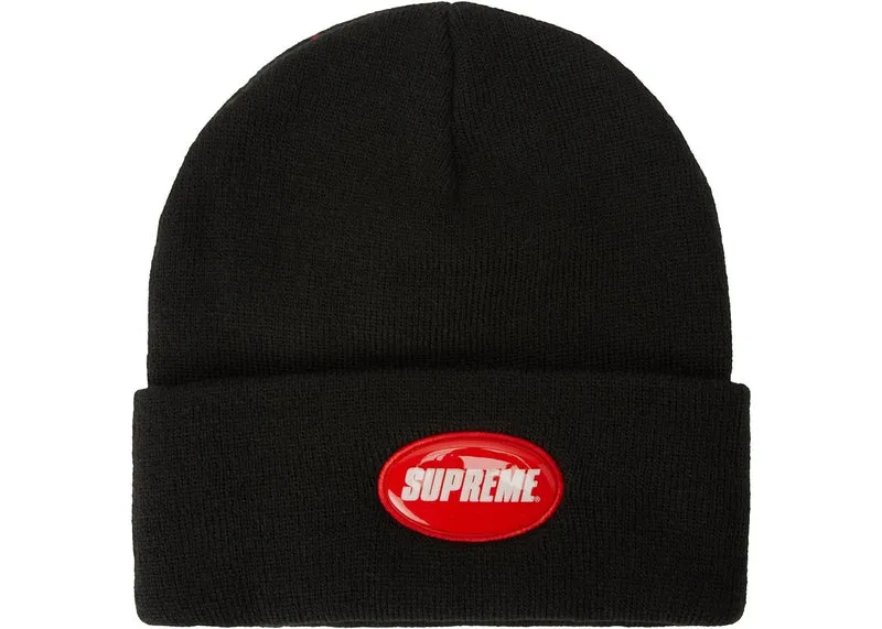 SUPREME - RUBBER PATCH BEANIE (BLACK)