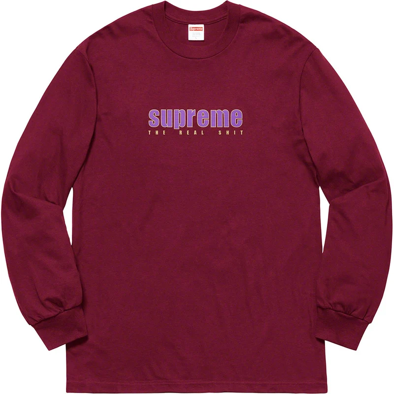 SUPREME - THE REAL SHIT L/S TEE (BURGUNDY)
