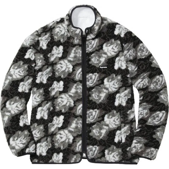 SUPREME - ROSES SHERPA FLEECE REVERSIBLE JACKET (BLACK) [USED]