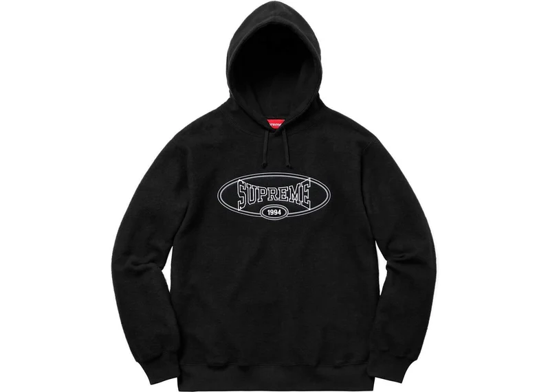 SUPREME - REVERSE FLEECE HOODED SWEATSHIRT (BLACK)