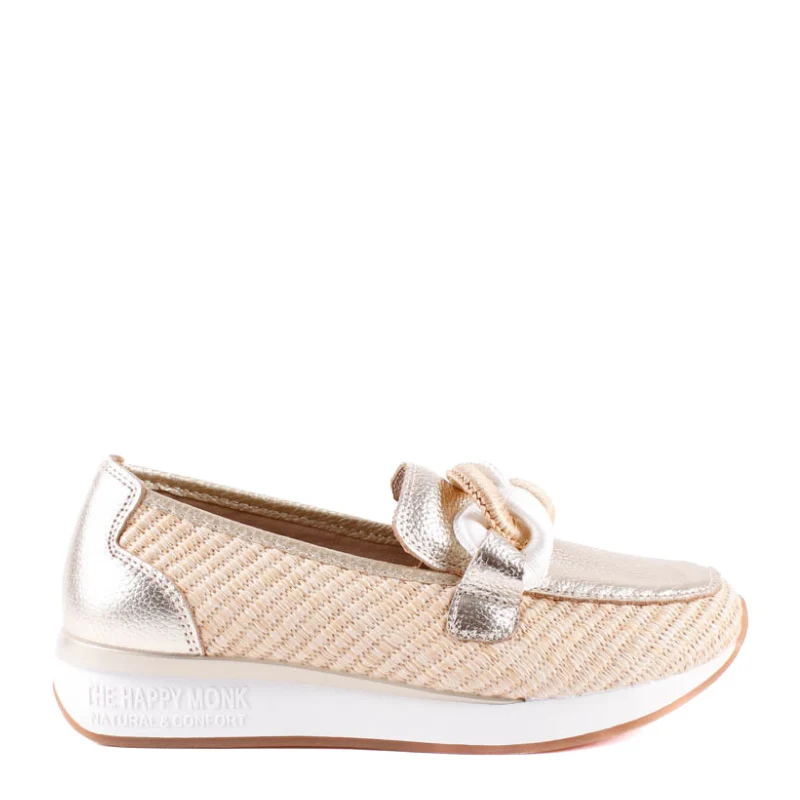MOCASIN RAFIA ESLABON PLATINO VANITY011