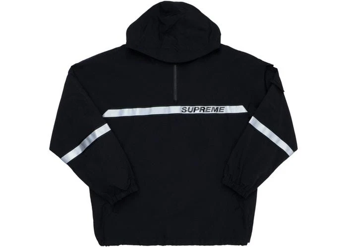SUPREME - REFLECTIVE TAPING HOODED PULLOVER (BLACK)