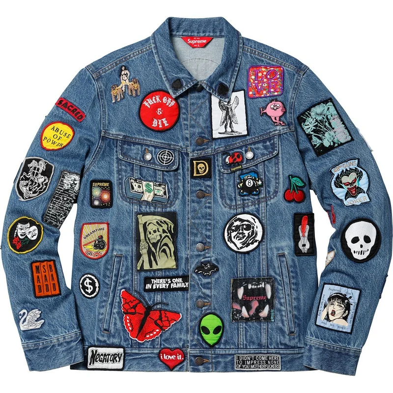 SUPREME - PATCHES DENIM TRUCKER JACKET (BLUE)
