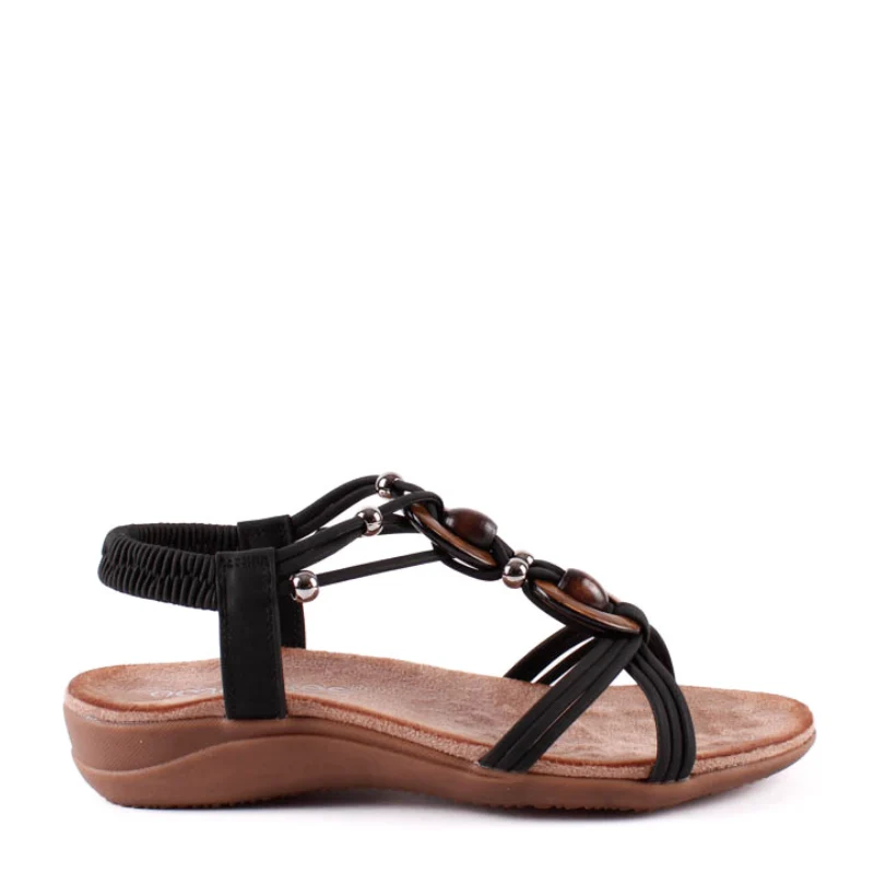 SANDALIA TIRAS MADERA NEGRO ABZ28685