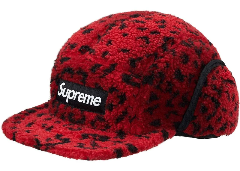 SUPREME - LEOPARD POLAR FLEECE EARFLAP CAMP CAP
