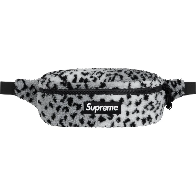 SUPREME - LEOPARD FLEECE WAIST BAG (WHITE)