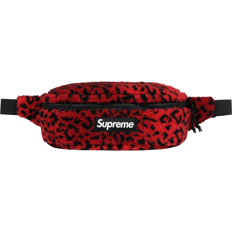 SUPREME - LEOPARD FLEECE WAIST BAG (RED)
