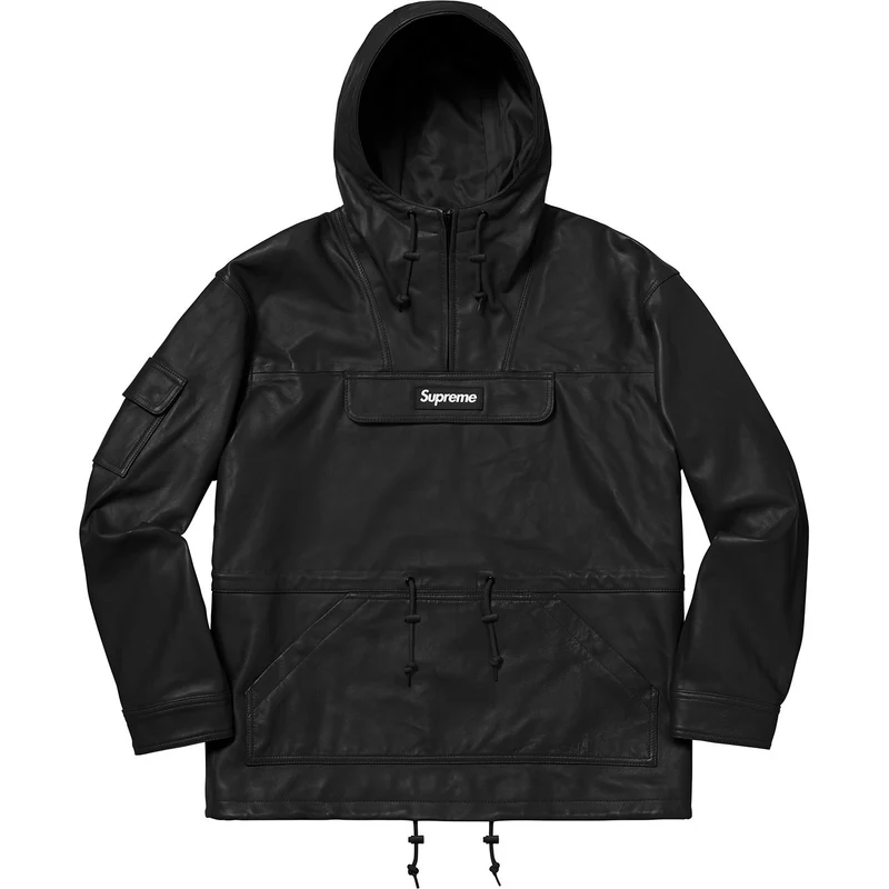 SUPREME - LEATHER ANORAK (BLACK)