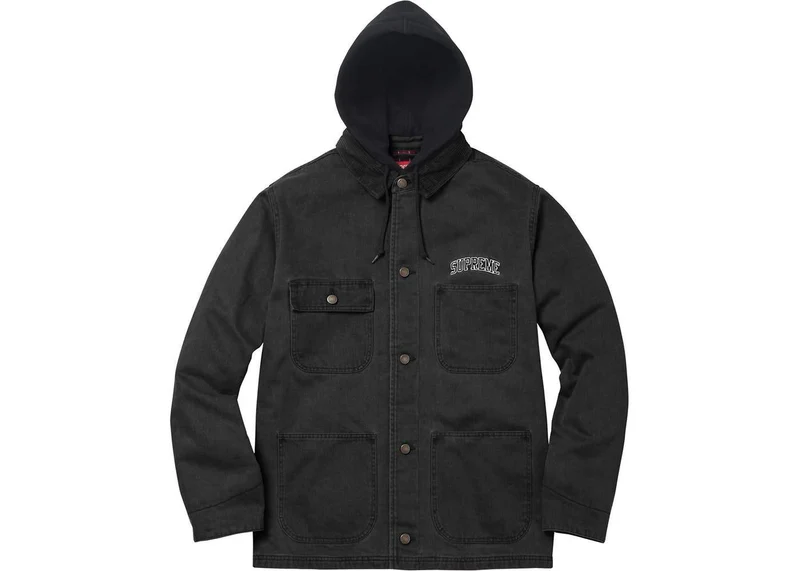 SUPREME - HOODED CHORE COAT (BLACK)