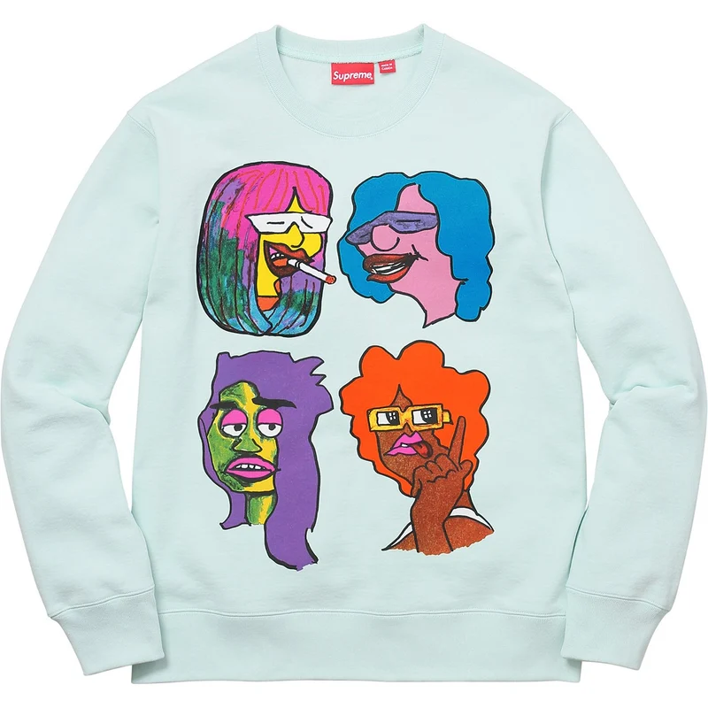 SUPREME - GONZ HEADS CREWNECK (ICE BLUE)
