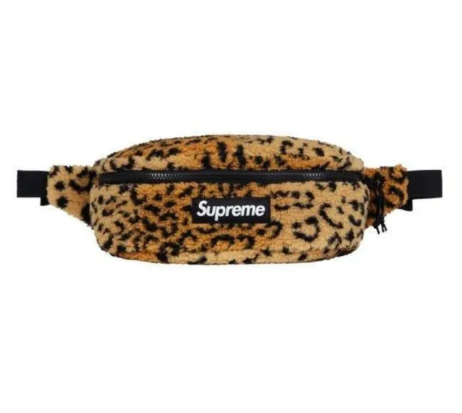 SUPREME - F/W '17 LEOPARD FLEECE WAIST BAG (YELLOW) (USED)