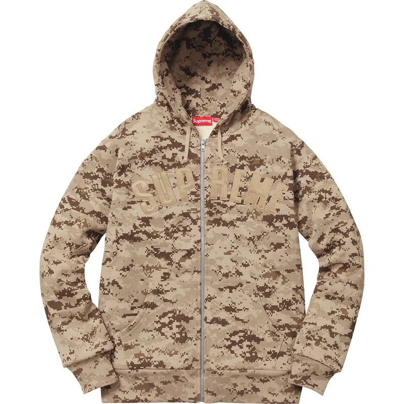 SUPREME - ARC LOGO THERMAL ZIP UP SWEATER (TAN DIGI CAMO)