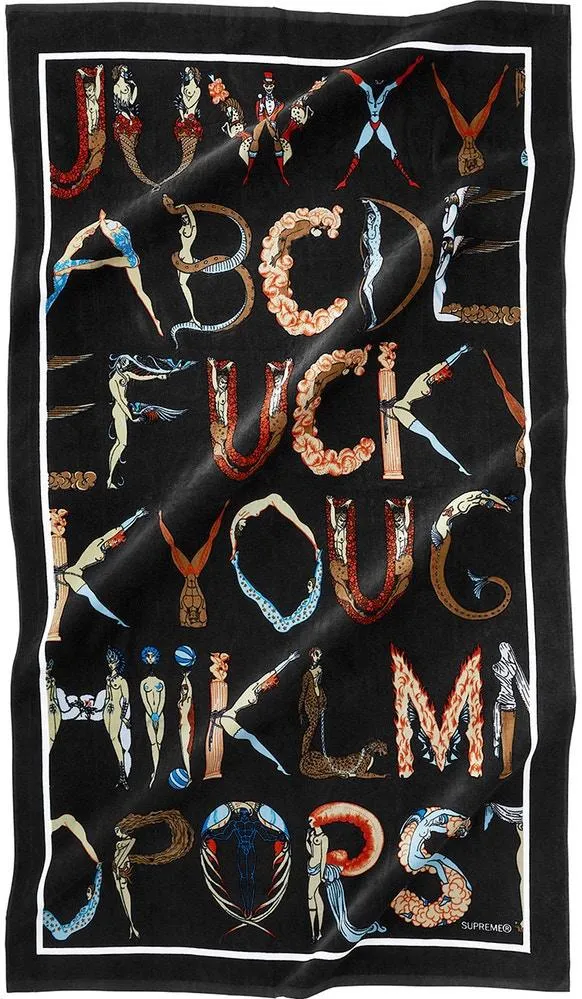 SUPREME - ALPHABET BEACH TOWEL (BLACK)