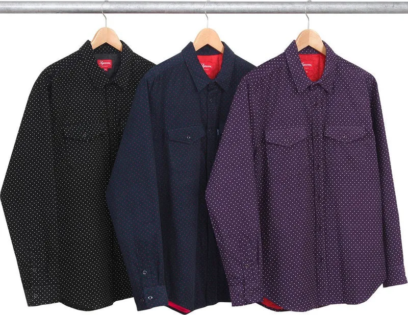 SUPREME - CORDUROY POLKA DOT QUILTED SHIRT (NAVY)