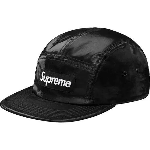SUPREME - COATED LINEN CAMP CAP (BLACK)