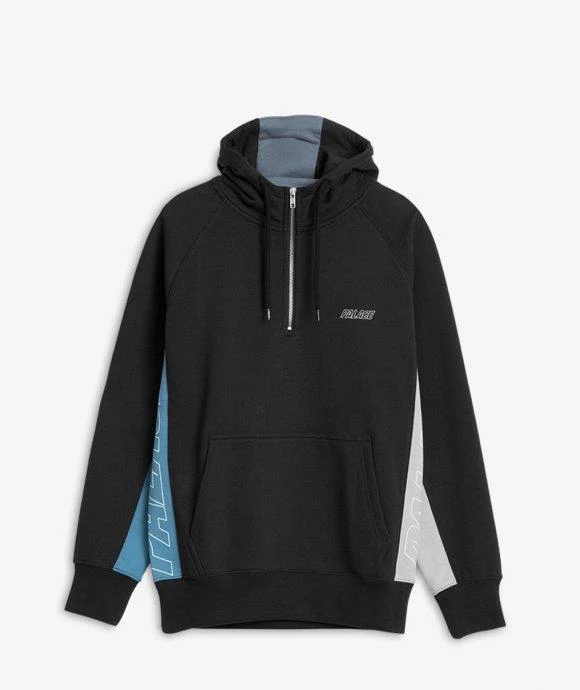 PALACE - THERMAL QUARTER ZIP UP HOODED SWEATSHIRT (BLACK)