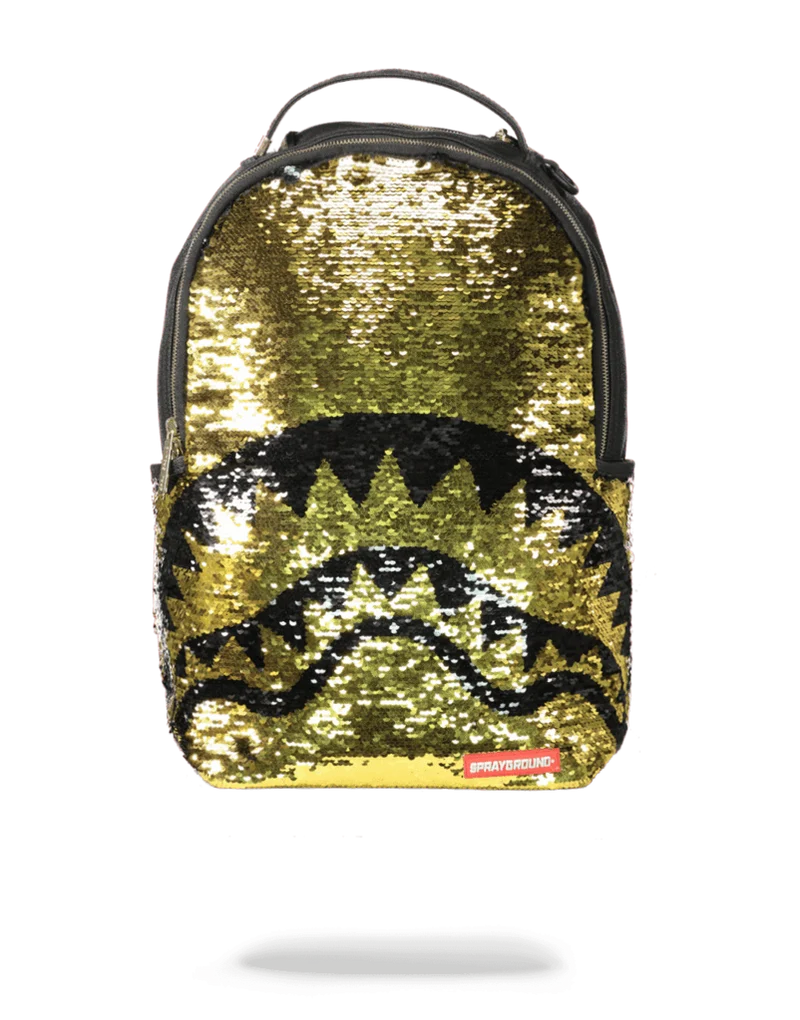 SPRAYGORUND - GOLD SEQUIN SHARK BACKPACK (BLACK/GOLD)