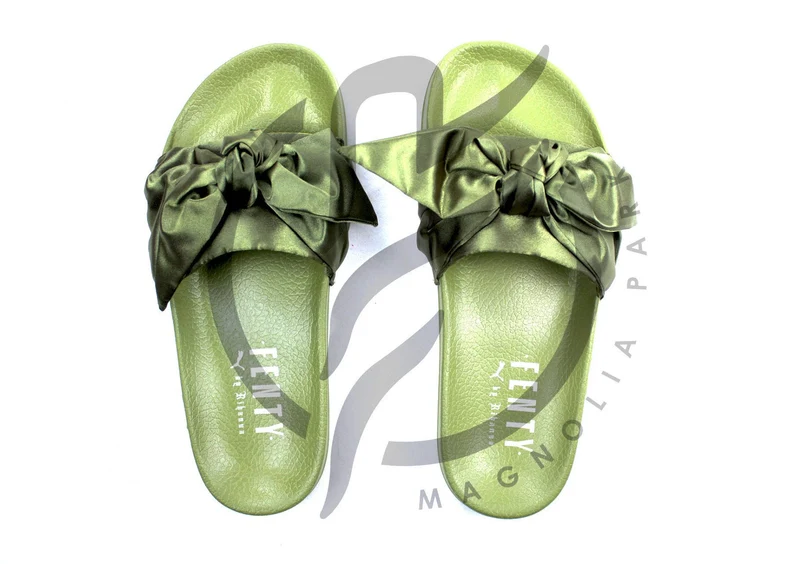 RIHANNA FENTY BOW SLIDE WNS - OLIVE