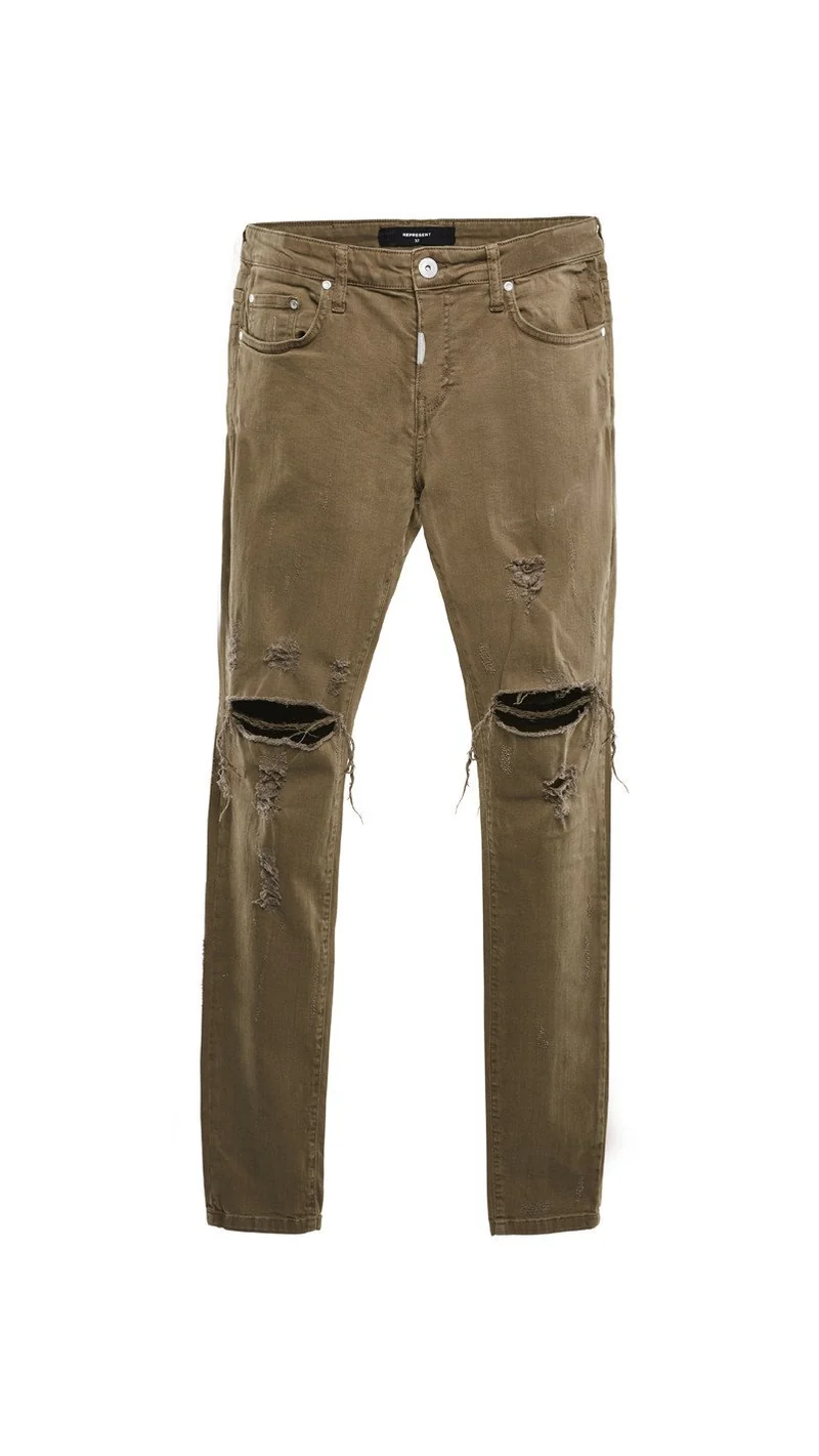 REPRESENT - RIPPED DENIM (TAUPE)