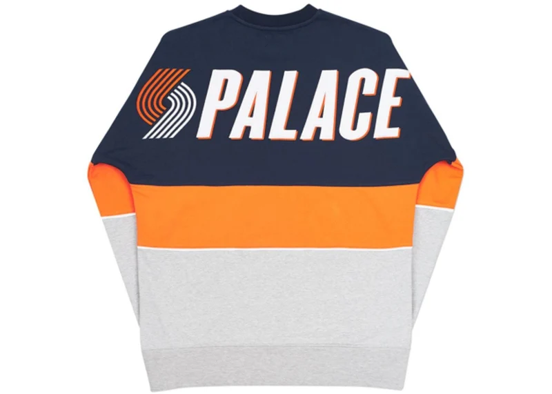PALACE - BLAZED DROP SHOULDER CREWNECK (NAVY/ORANGE)