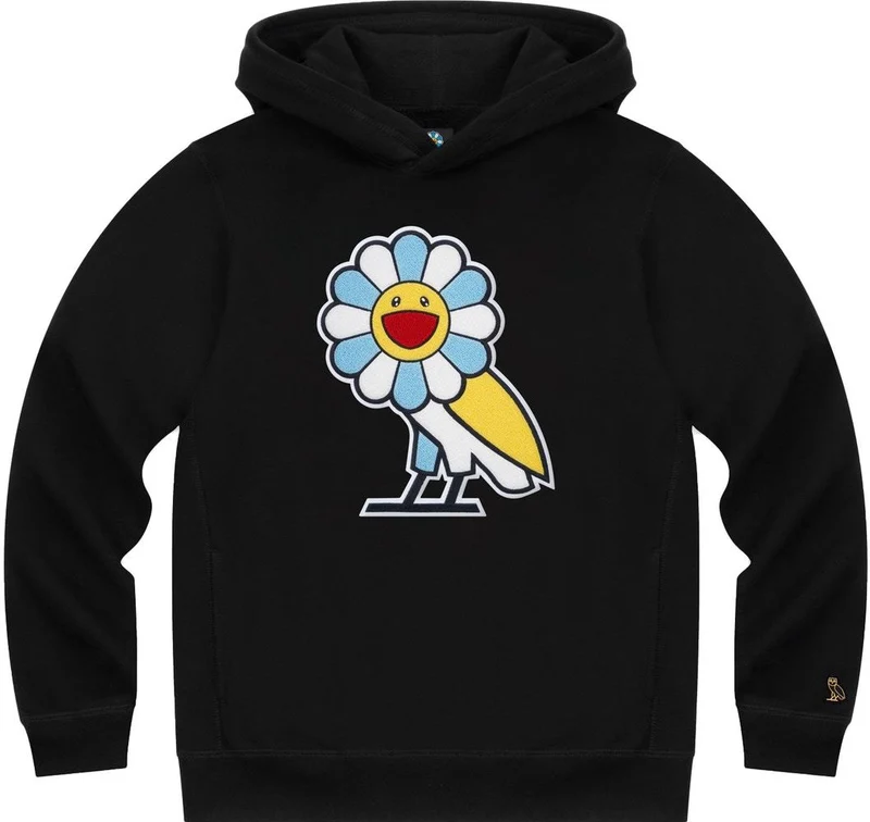 OVO/MURAKAMI - FLOWER OWL HOODED SWEATSHIRT (BLACK)