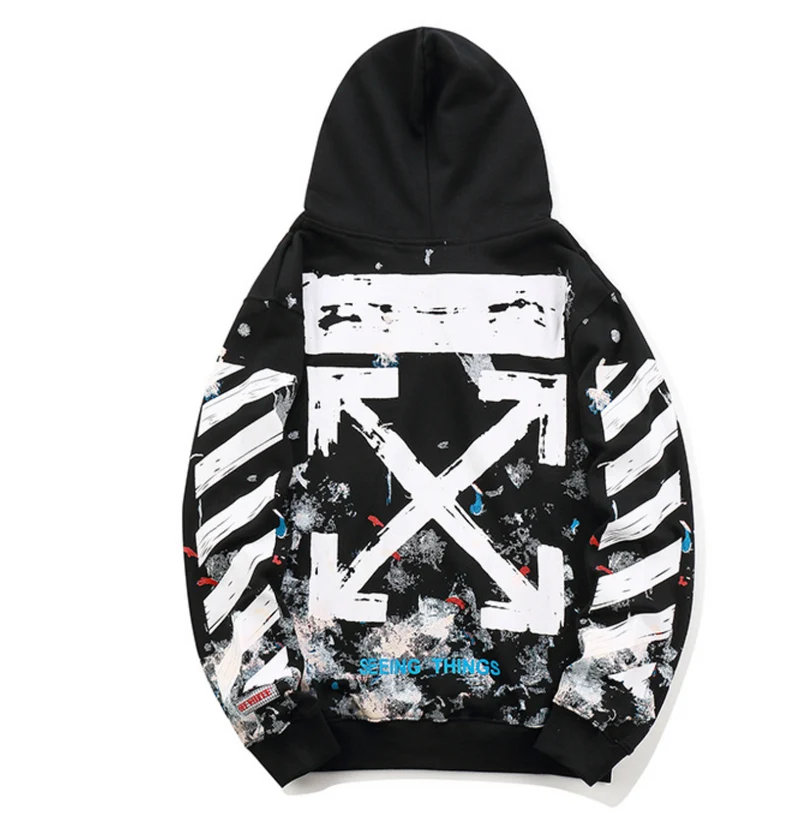 OFF-WHITE -GALAXY ZIP-UP HOODED SWEATSHIRT (BLACK)(USED)
