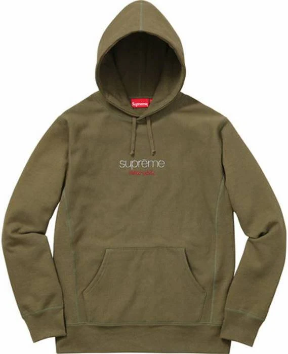 SUPREME - CHROME CLASSIC LOGO HOODED SWEATSHIRT (OLIVE)
