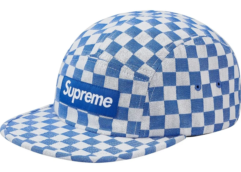 SUPREME - CHECKERBOARD CAMP CAP (BLUE)