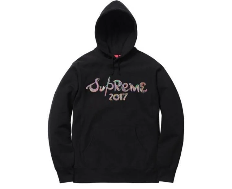 SUPREME - BRUSH LOGO HOODED SWEATSHIRT (BLACK) (USED)