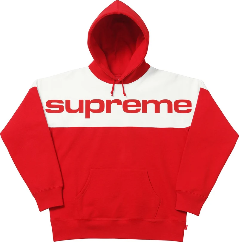 SUPREME - BLOCKED HOODED SWEATER (RED)