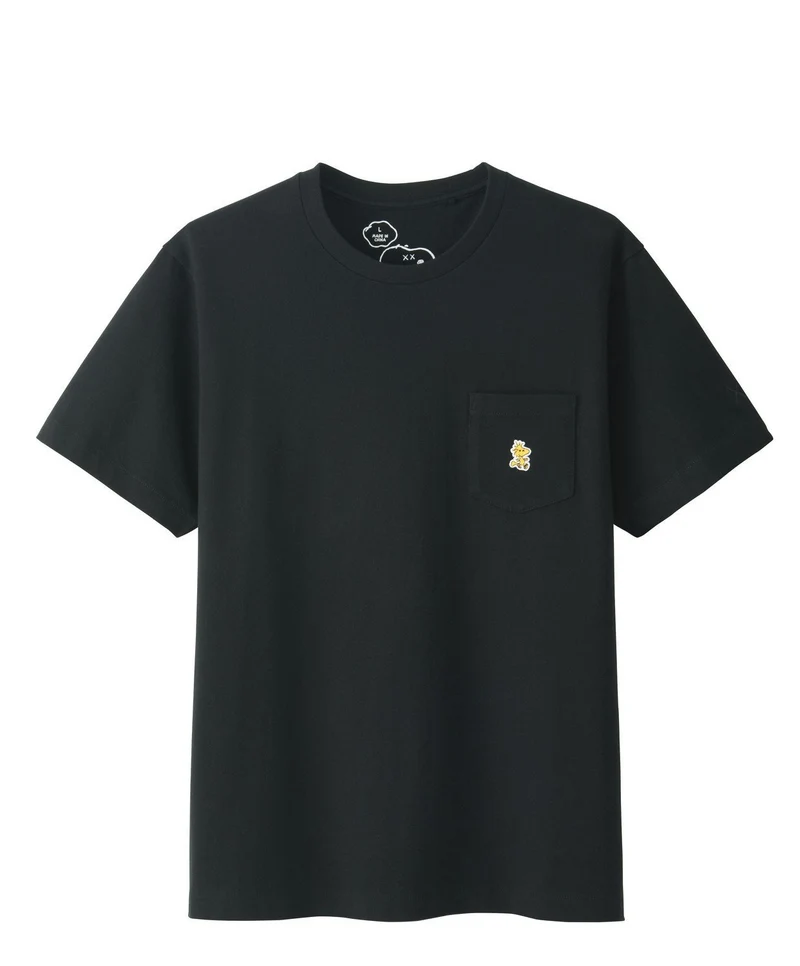 KAWS/PEANUTS/UNIQLO - WOODSTOCK POCKET TEE (BLACK)