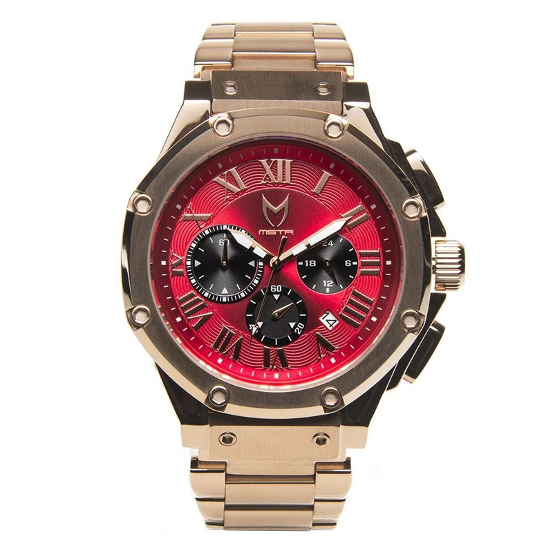 MSTR AMBASSDOR ROSE GOLD / RED / SS BAND