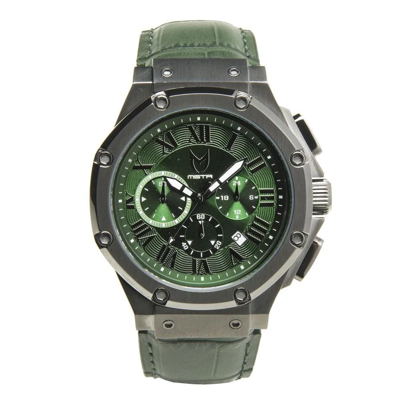 MSTR AMBASSADOR TITANIUM GREY & GREEN - CROC LEATHER BAND